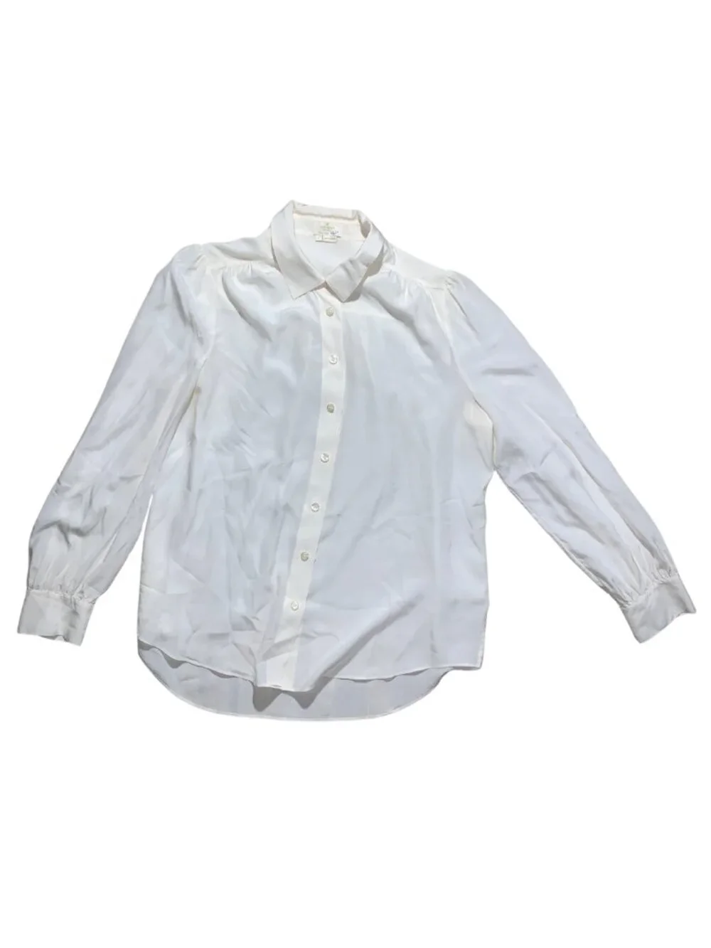 Kate Spade White Long-sleeve silk button-down blouse  - Size L - Pre-Loved